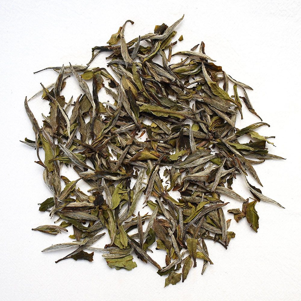 Bai Mu Dan white peony tea brewing in glass pot for spa wellness menu in Dubai